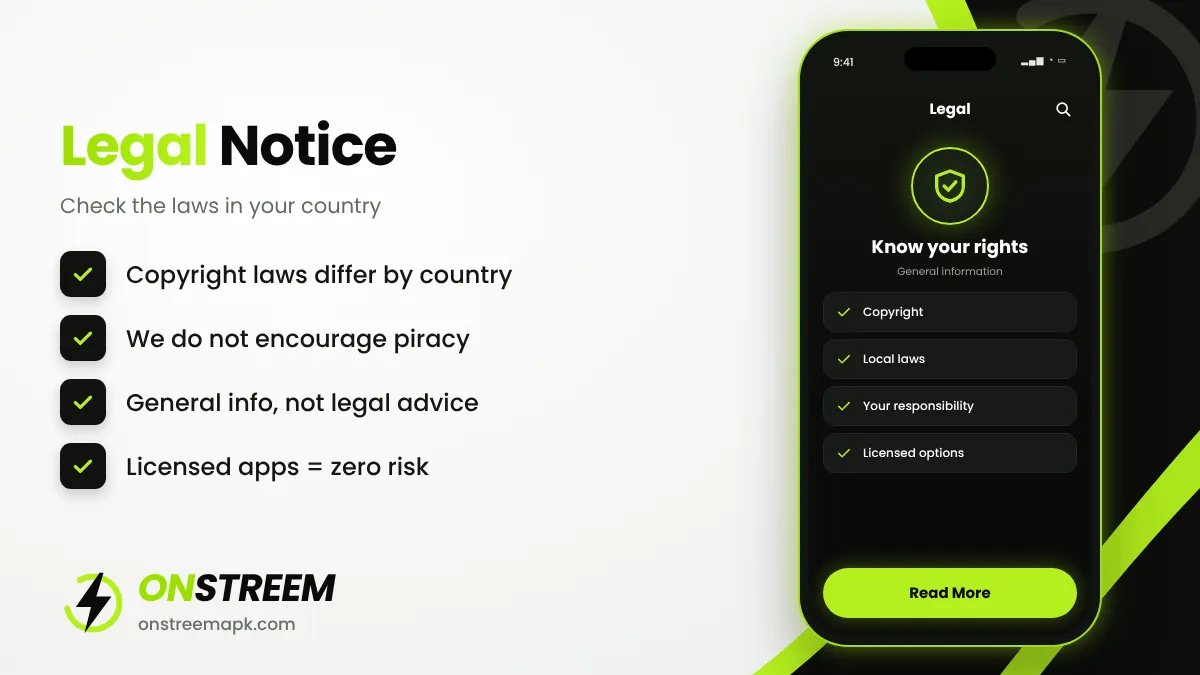 Legal notice for OnStream app users