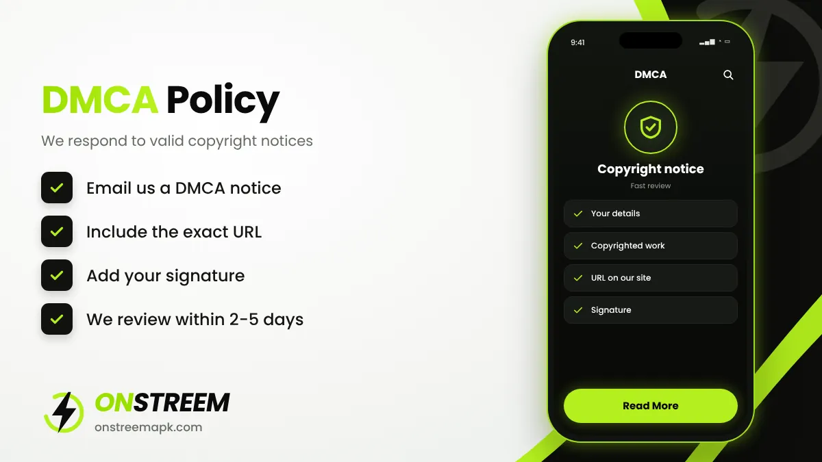 DMCA notice for OnStreem APK