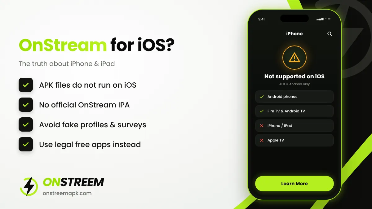 OnStream APK does not install on iPhone or iPad